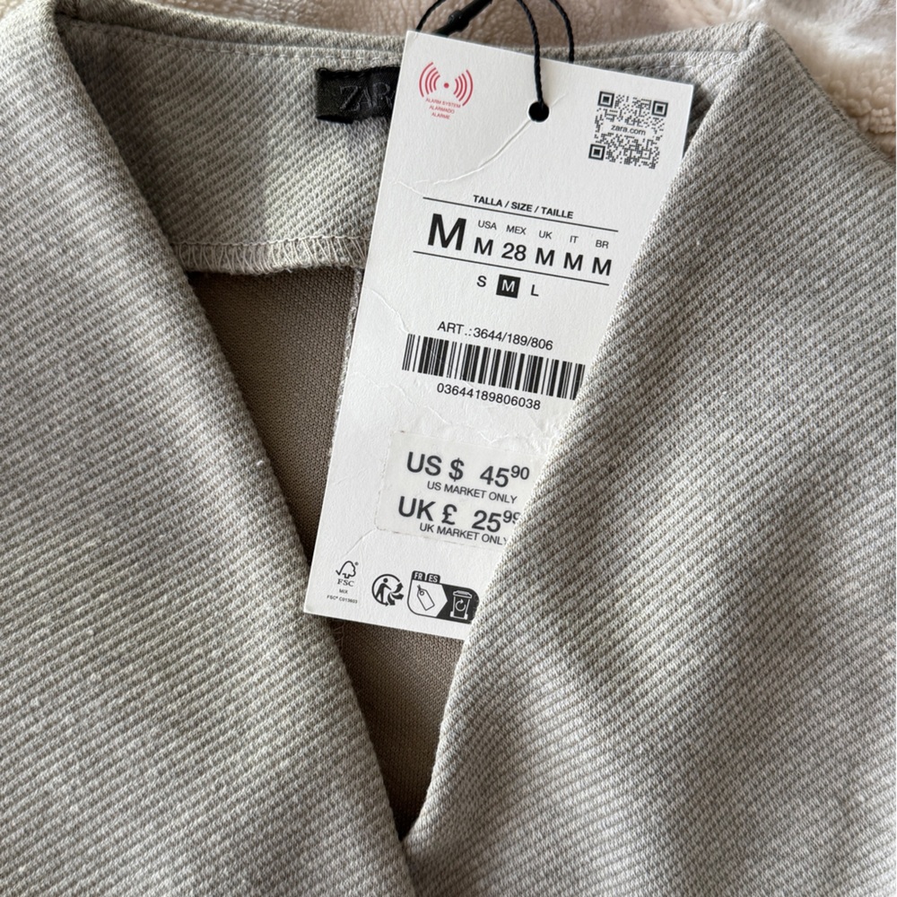 Zara Twill Light Gray Textured Top - Picture 4 of 8